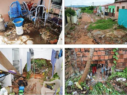 Imagens da invasão da água na casa do Sr. Francisco | Foto: Agência OKariri 