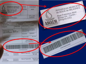 Conta da Autarquia Municipal de Água e Esgoto de Milagres – AMAEM, agora com código de barras | Imagem OKariri