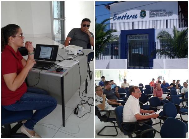 Imagens do evento e da fachada do Cetrema - Centro de Treinamento da Ematcrece | Imagens: Divulgação (Ematerce) e OKariri (da fachada).